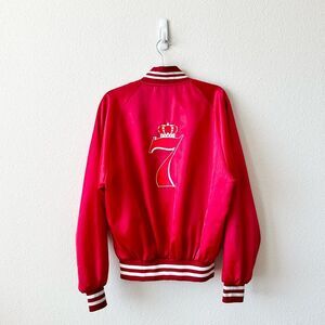 Vintage MVP 7 of Crowns Satin Bomber Jacket in Red Size Large